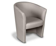 Esidra Poltroncina Ecopelle Salotto, Imbottita, 65 x 78 x 60, Poltrona da Camera (Grigio)