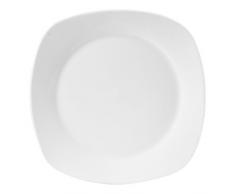 H&H Deep Piatto Quadro Piano, 27 cm, Porcellana, Bianco, 25x25x3 cm