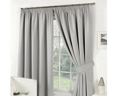 Dreamscene 46Â x 54Â Argento Lusso Completamente Foderato Tende oscuranti con fermatenda