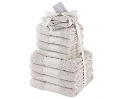 Dreamscene Asciugamani Bale Set 100% Cotone Egiziano Morbido da Bagno Mano Viso 12Â PezziÂ âÂ Bianco, Beige
