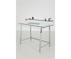 kare design visibile trasparente ufficio tavolo, plastica, argento, 110 x 56 cm