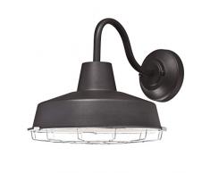 62047 Apparecchiatura da parete da esterno LED a luce singola, finitura nera ruvida con gabbia cromata