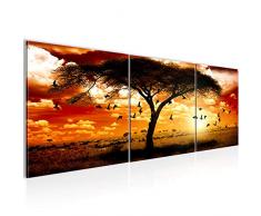 WTD 001533c - Quadro da parete in tessuto non tessuto, motivo tramonto africano, 120 x 40 cm, formato XXL, 3 pezzi, pronto da appendere