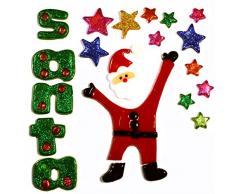Gel Gems V2TSS07Q00 Outlook Babbo Natale Superstar e Letters Decorazioni Natalizie in Gel Autoadesive