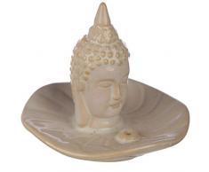 Eden Thai-Bruciatore di incenso con Buddha e Foglie, Ceramica, Multi, Height 9cm Width Depth 10cm
