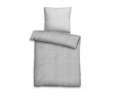 Biberna fine Jersey Melange Uni/Strisce Set di Biancheria da Letto, Cotone con Marca Chiusura Lampo, Grigio, 200/200