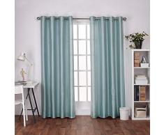 Exclusive Home Chatra in Seta Sintetica con Occhielli Tenda della Finestra Pannello Coppia, Robin, Blu, 54Â x 96, Poliestere, Robin Blue, 54x96