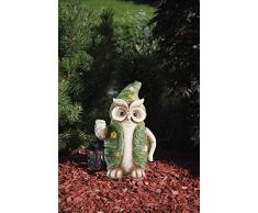 HGD Espositore di Gufo XL con Lanterna, Ceramica, Verde-Bianco, Normale