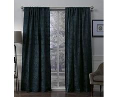Exclusive Home Tende Elle Heavyweight, Motivo Floreale, in ciniglia Jacquard Room Darkening Rod Pocket Finestra Tenda a Pannello, Verde Acqua, 52Â x 243,8Â cm, Set di 2