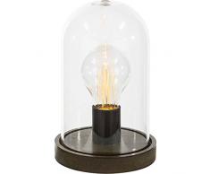 Lampada da tavolo a LED a forma di cupola, in legno, funzionamento a batteria