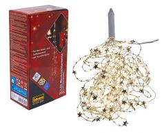 Catena luminosa con 200 LED in bianco caldo e stelle decorative in argento, funzione timer 8 ore, per feste, Natale, decorazione, matrimonio, come luce datmosfera, circa 23 m
