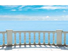 Scenolia Carta da Parati Decorativa Poster Balcone sul Mare 3 X 2,70 m | Decorativo e Foto Parete XXL qualità HD