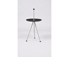 D-Tec Tramp - Tavolino in Metallo, Nero/Acciaio Inox, 40 x 40 x 84 cm