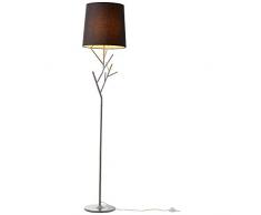 Brilliant Faun - Lampada da terra a 1 luce, in tessuto, 40 W, colore: Argento/Nero
