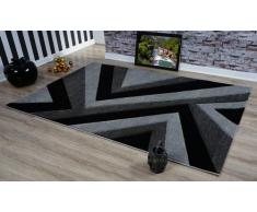 Serdim Rugs Ltd - Tappeto Moderno, Morbido, Intagliato a Mano, Design Geometrico Triangolare, Spessore 1,2 cm, Idrorepellente e Non stinge, Lavabile (Grigio Nero, 60 x 110 cm)