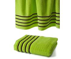 Le linge de Jules Asciugamano da Bagno 100X150 Cm - 100% Cotone - 550 Gr/M2 - Anice con Strisce Cioccolato