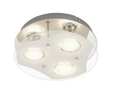 Briloner Leuchten 3598 â 038 A +, plafoniera LED, 3 x LED, GU10, 3 W 250 lm, vetro parzialmente opacizzato, rotondo, metallo, cromo, 25 x 25 x 8 cm