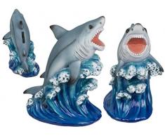 Out of the blue Salvadanaio in poliresina, Squalo, Blu, ca. 19 x 22 cm