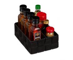 Relaxdays, Nero Cestino Portaoggetti, con Divisorio Variabile Contenitori per Scaffali e Armadi, HxLxP 6,5 x 19 x 13 cm, PP, Metallo, 1 Pz