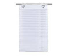 Home Fashion 91041-601 - Tenda avvolgibile Plissettata, con Ganci ed Occhielli, a Tinta Unita, in Voile, 140 x 60 cm, Colore: Bianco