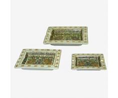 Better & Best - Set di 3 posacenere in Porcellana, Colore: Giallo, Dimensioni: 16 x 18 x 3 cm, 12 x 15 x 3 cm, 10 x 12 x 2,5 cm, Materiale: Ceramica, Marrone, Taglia Unica