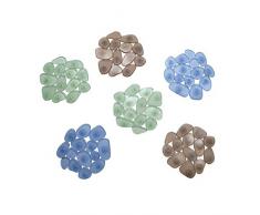 InterDesign 30125EU Pebblz Elementi Decorativi da Vasca da Bagno, Set da 6 pezzi, Assortiti