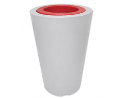 Green City Little Up - Vaso da Fiori Rotondo con Inserto in Resina e plastica, Colore: Bianco/Rosso Lampone