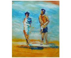 LegendArte Olio su Tela - Quadro su Tela Dipinto a Mano - Figure Confuse nel Vento, cm. 50x60 - Quadro Moderno Soggiorno