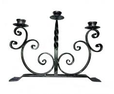 Lorenz Ferart 6195.0 Portacandele, Ferro Battuto, Struttura Base Nero Sfumata a Mano, Argento