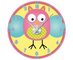 Graz Design Adesivo-orologio da muro da camera di bambina con civetta Orologio argento spazzolato