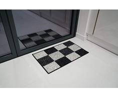 Serdim Rugs Gelback Tappeto Antiscivolo dal Design Geometrico per Cucina e corridoi Multiuso â tappetini, Nero-Quadrato, 67x120cm (22x311)