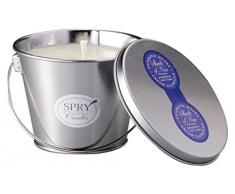 Spry Candles cm, Colore: tonalitÃ dell Candela di Cera Naturale in Barattolo di Latta, Secchio Contenitore, con Coperchio Argento