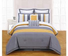 Duck Rochester King Size e Queen Doppio, Copripiumino Matrimoniale, Dinosauro, Divano piumone Letto dormitorio, Set Piumino Scuro, Giallo-Grigio, 228,6 x 228,6 cm