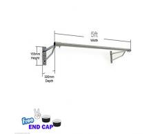 Complete Retail Source ltd Appendiabiti da Parete con Asta Appendiabiti da 25 mm, Tubo da 1,5 m + 2 staffe