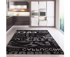 Vimoda Tappeto Coffee Design Moderno Motivo caffè in Nero Ideale per Il Cafe Lounge o Cucina Effetto sisal Diverse Scritte 60 x 100 cm