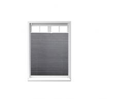 Relaxdays 10021311_743 Tenda a Rullo Plissettata, Clip Adesive, Tenda PlissÃ© da Interni, Grigia-Traslucida, LxH 90 x 130