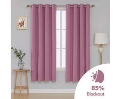 Deconovo - Coppia di Tende oscuranti con Occhielli, a Risparmio energetico, per Camera da Letto, 140 x 183 cm, Colore Rosa