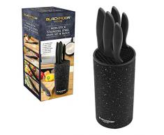 Blackmoor Home 5 Piece Set with Knife Block-Black 66919 Set di 5 coltelli con Ceppo, Nero, Acciaio Inossidabile, Stainless Steel