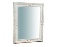 Biscottini Specchio Specchiera da parete in VERTICALE o ORIZZONTALE stile Shabby in legno con finitura bianca anticata misure L67xPR4,5xH87 cm produzione Artigianato Fiorentino Made in Italy