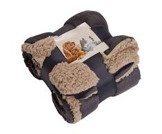 Brentfords Sherpa - Coperta morbida e calda per cani, gatti, divani, piccoli tappetini, in pile, grigio antracite, 75 x 110 cm
