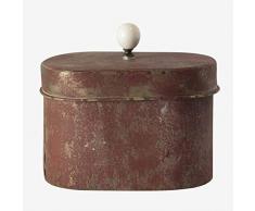 Better & Best Scatola Ovale Rosso Invecchiato, Dimensioni 18,5 x 10,5 x 16,5 cm, Materiale: Metallo, Vino, Taglia Unica