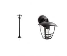 Philips Lighting Creek Palo per Esterno, Altezza 100 cm, Alluminio Nero & Lighting Lampada da Parete per Esterno, Lanterna Down, Alluminio Nero