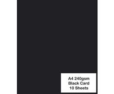 Ark, cartoncino colorato, formato A4, 240 g/mq, confezione da 10 fogli, colore: nero