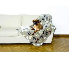 Coperta in morbido pile, PER CANI. Plaid in soffice e calda microfibra, ideale per regalo Natale o per comodo relax sul divano, TV, con osso peluche. KANGURU DOG SET 100x150