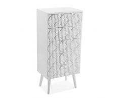 Stile Vintage Industrial Rebecca Mobili Cassettiera mobiletto 6 cassetti di Legno Bianco Marrone Rosso - Art RE4337 Camera e Soggiorno HxLxP Misure: 52 x 65 x 33 cm