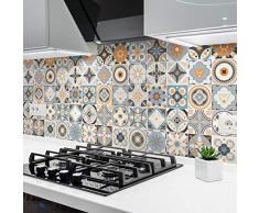 Ambiance Piastrelle adesive - Adesivo Piastrelle di Cemento - Decorazione da Parete Adesivi per Bagno e Cucina - Piastrelle di Cemento Adesivo da Parete - 20 x 20 cm - 24 Pezzi