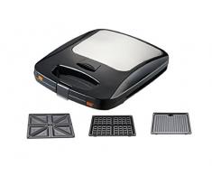 Ravanson OP-7050 3W1 - Barbecue elettrico multifunzione, tostapane e piastra per waffle
