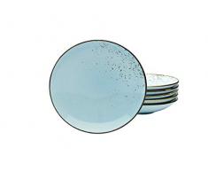 Creatable Nature Collection LIGHTBLUE 22066 - Set di 6 piatti fondi in gres, 22 cm