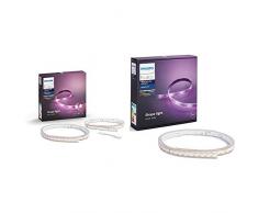 Philips Lighting Plus Striscia LED Smart, 16 Milioni Colori, Kit Base 2 m + Estensione di 1 m, Bianco & White and Color Lightstrip Plus Striscia LED da 200 cm, 10 Metri, 1600 lumen
