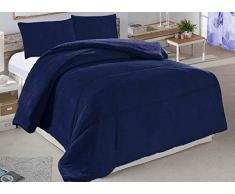 ForenTex - Trapunta per Letto 105/135, 600 g, in Pile di Microfibra Extra Morbida, con federe per Cuscino 70 (M3068), Blu, 230 x 260 cm, 3 Pezzi